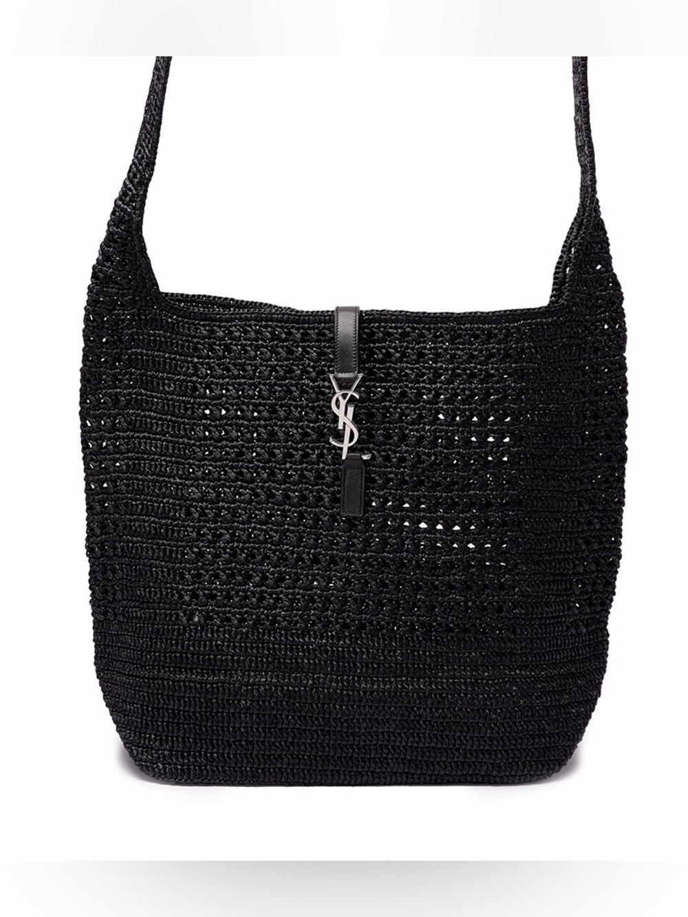 SAINT LAURENT Le 5 A 7 medium raffia crochet crossbody bag